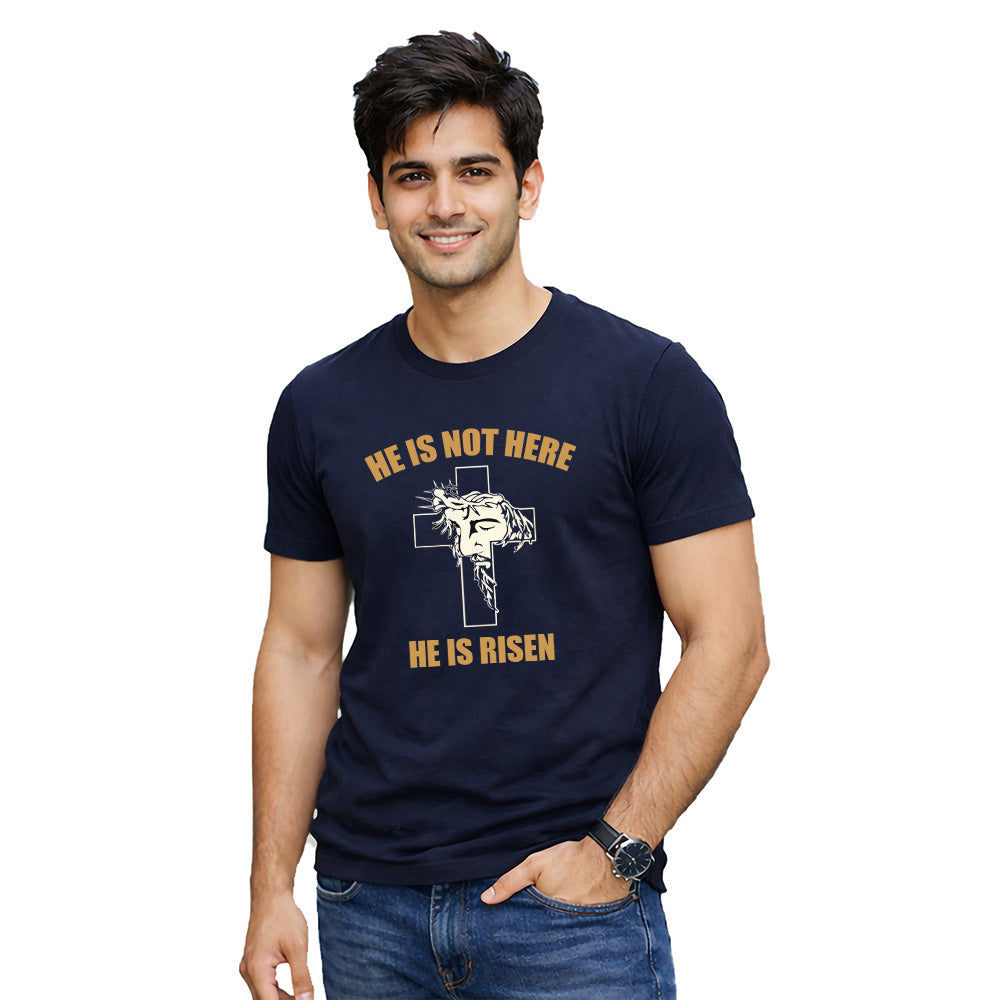 Men’s Graphic Print Round Neck T-Shirt-Jesus(170 GSM single jersey)