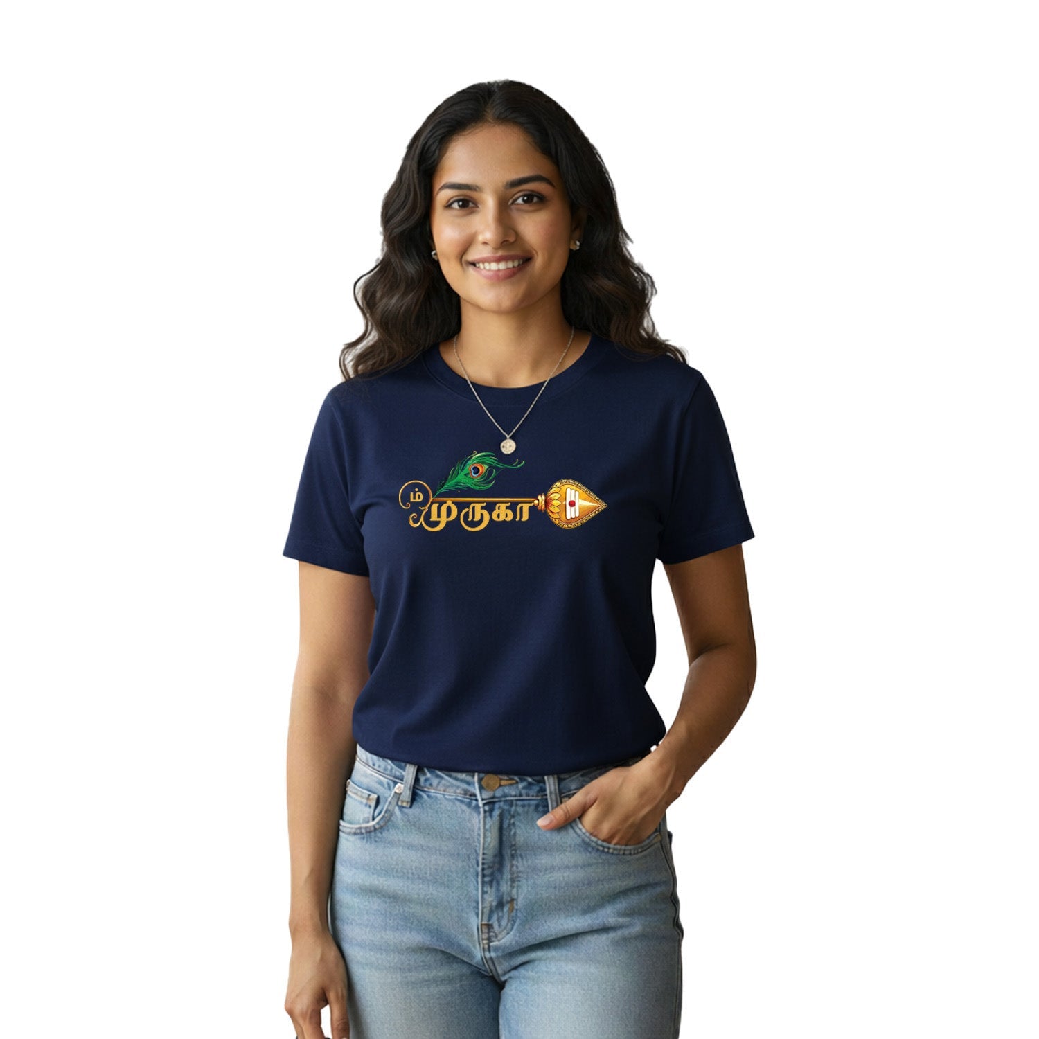 Women’s Graphic Print Round Neck T-Shirt- Murugan (170 GSM single jersey)