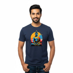 Men’s Graphic Print Round Neck T-Shirt- Buddha (170 GSM single jersey)