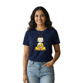 Women’s Graphic Print Round Neck T-Shirt- Buddha (170 GSM single jersey)