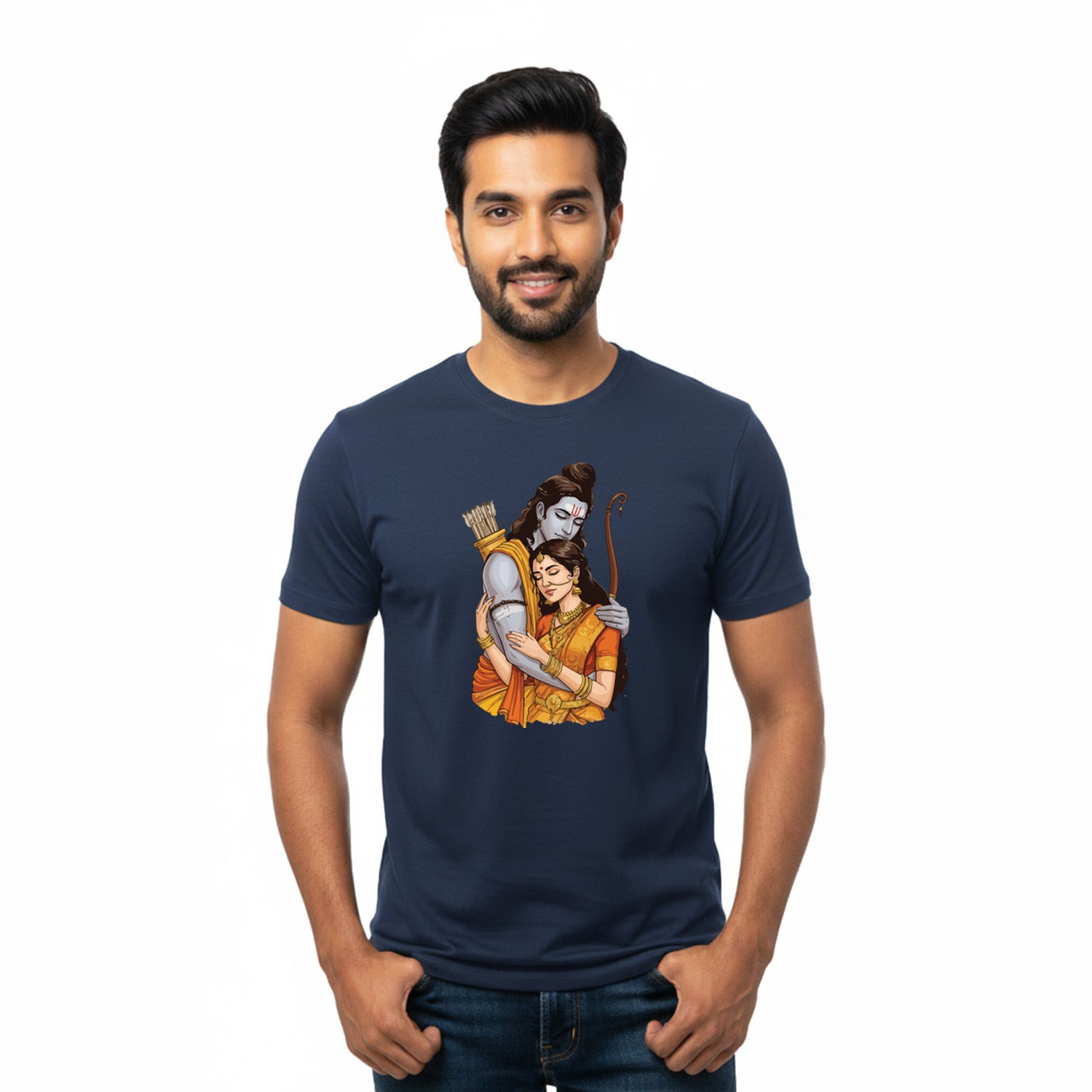 Men’s Graphic Print Round Neck T-Shirt- Jai Shree Ram (170 GSM single jersey)