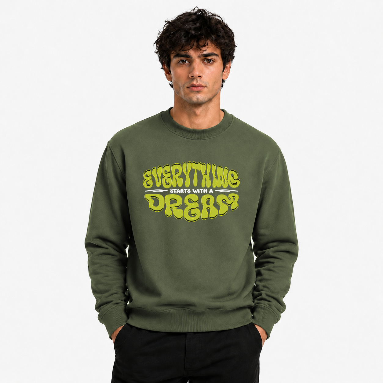 Men’s Graphic Print Round Neck Sweatshirt - 270 GSM