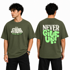 Men’s Oversized T-Shirt - Never Give Up (225 GSM heavyweight fabric)