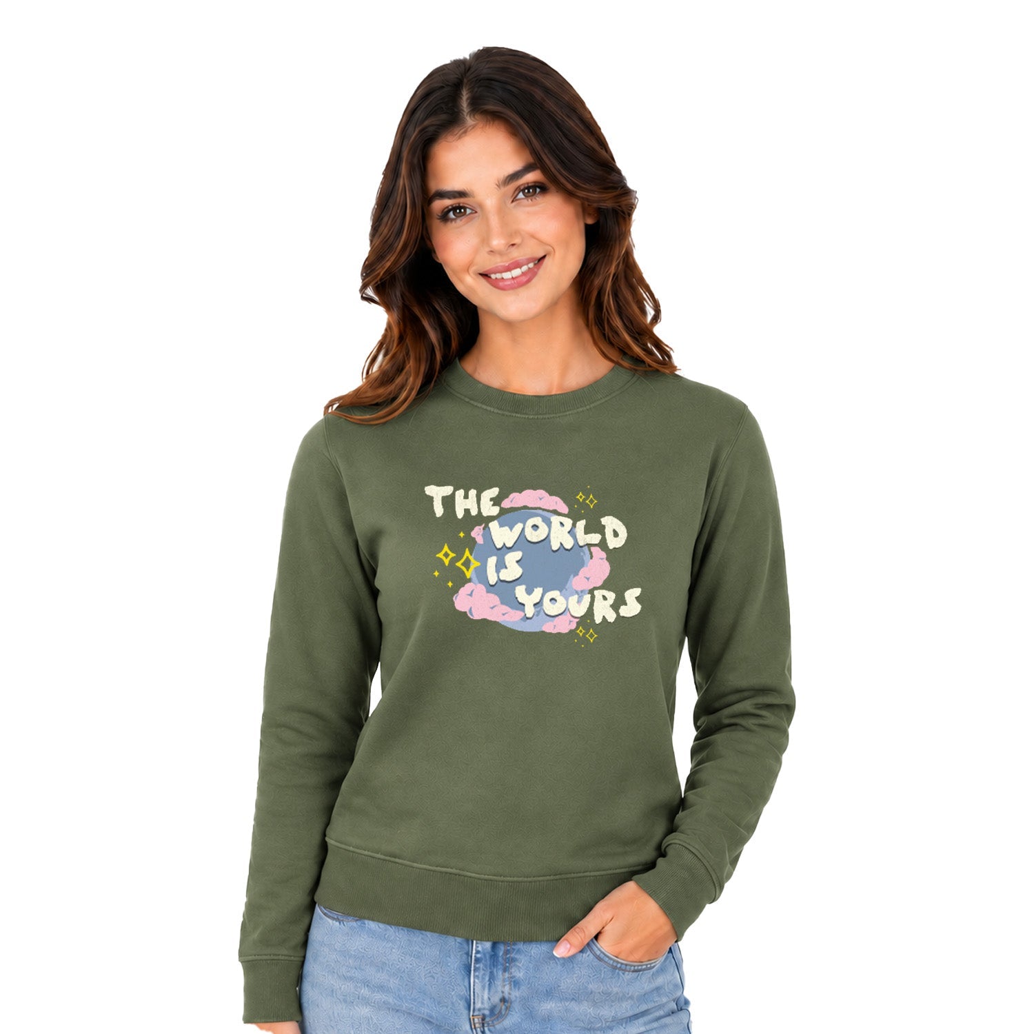 Women’s Graphic Print Round Neck Sweatshirt - 270 GSM