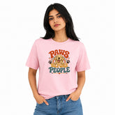 Dog Lover's Round Neck T-Shirts For Women - Happy Paws - (170 GSM) single jersey