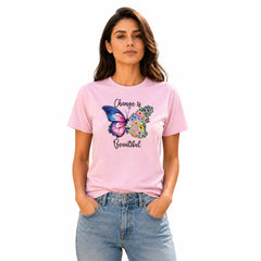 Women's Crew Neck t-shirt - Change is beautiful (170 GSM single jersey)