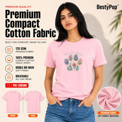 Dog Lover's Round Neck T-Shirts For Women - Paws Love Happiness - (170 GSM) single jersey