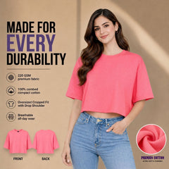 Women’s Plain Crop top Oversized Half Sleeve