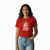 Women’s Graphic Print Round Neck T-Shirt- Buddha (170 GSM single jersey)