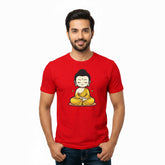 Men’s Graphic Print Round Neck T-Shirt- Buddha (170 GSM single jersey)