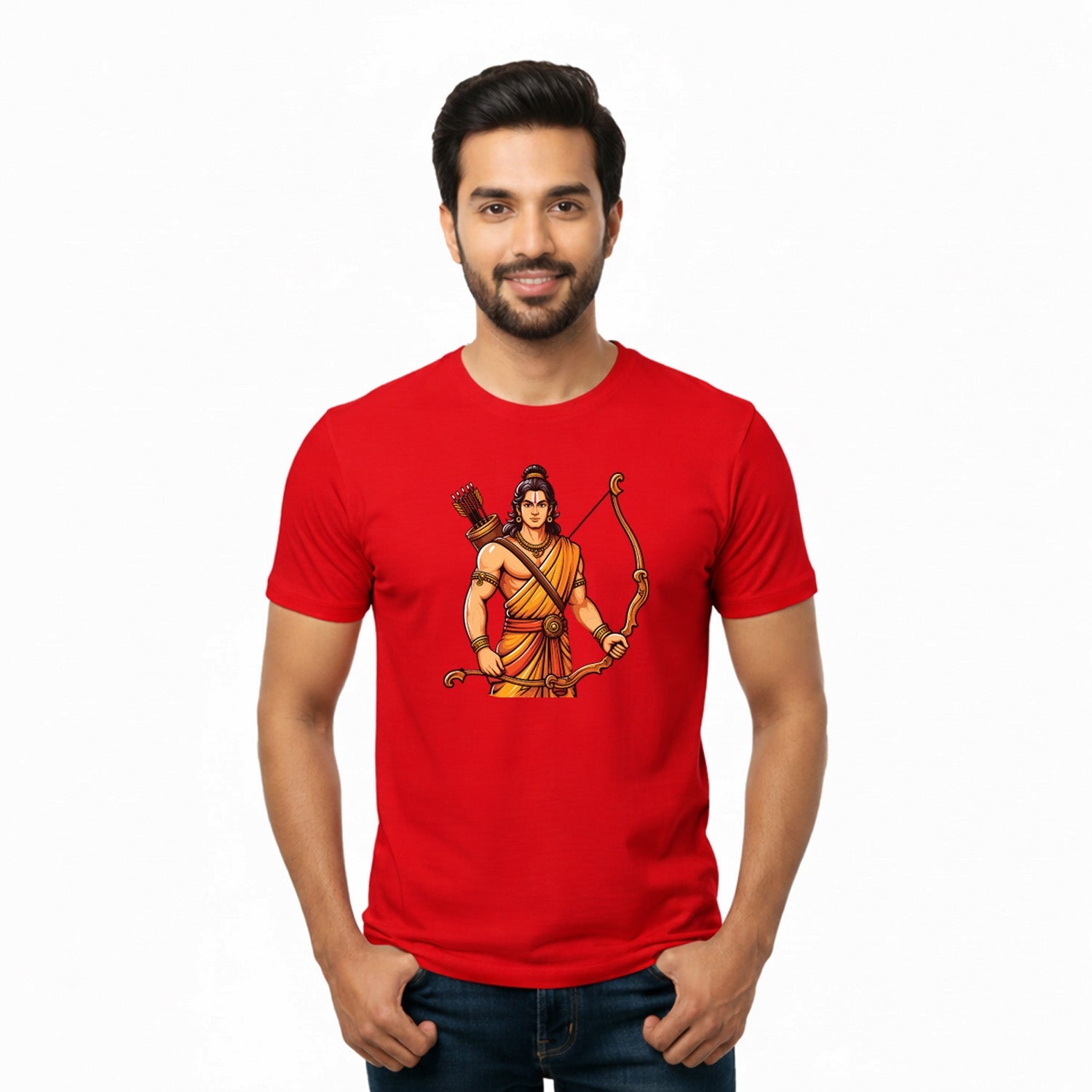 Men’s Graphic Print Round Neck T-Shirt- Jai Shree Ram (170 GSM single jersey)
