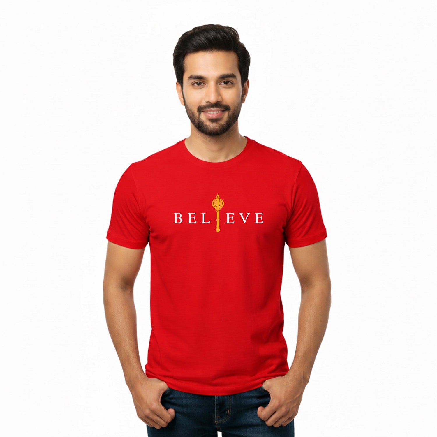 Men’s Graphic Print Round Neck T-Shirt- Hanuman (170 GSM single jersey)