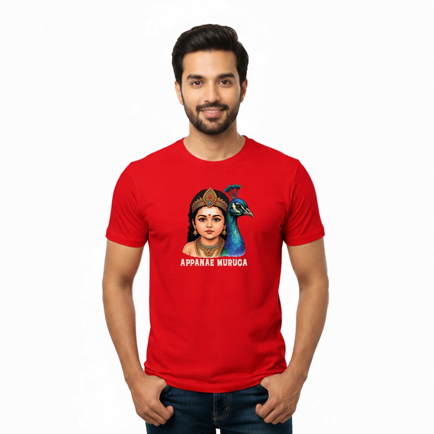 Men’s Graphic Print Round Neck T-Shirt- Murugan (170 GSM single jersey)
