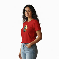 Women’s Graphic Print Round Neck T-Shirt- Jai Shree Ram (170 GSM single jersey)