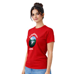 Women’s Graphic Print Round Neck T-Shirt-(170 GSM single jersey)