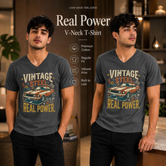 Men’s Graphic Print V-Neck T-Shirt- 190GSM