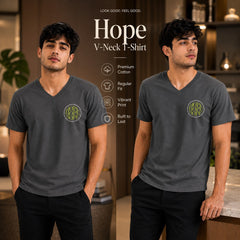 Men’s Graphic Print V-Neck T-Shirt- 190GSM