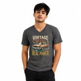 Men’s Graphic Print V-Neck T-Shirt- 190GSM