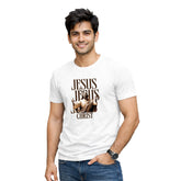 Men’s Graphic Print Round Neck T-Shirt-Jesus(170 GSM single jersey)