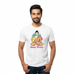 Men’s Graphic Print Round Neck T-Shirt- Buddha (170 GSM single jersey)