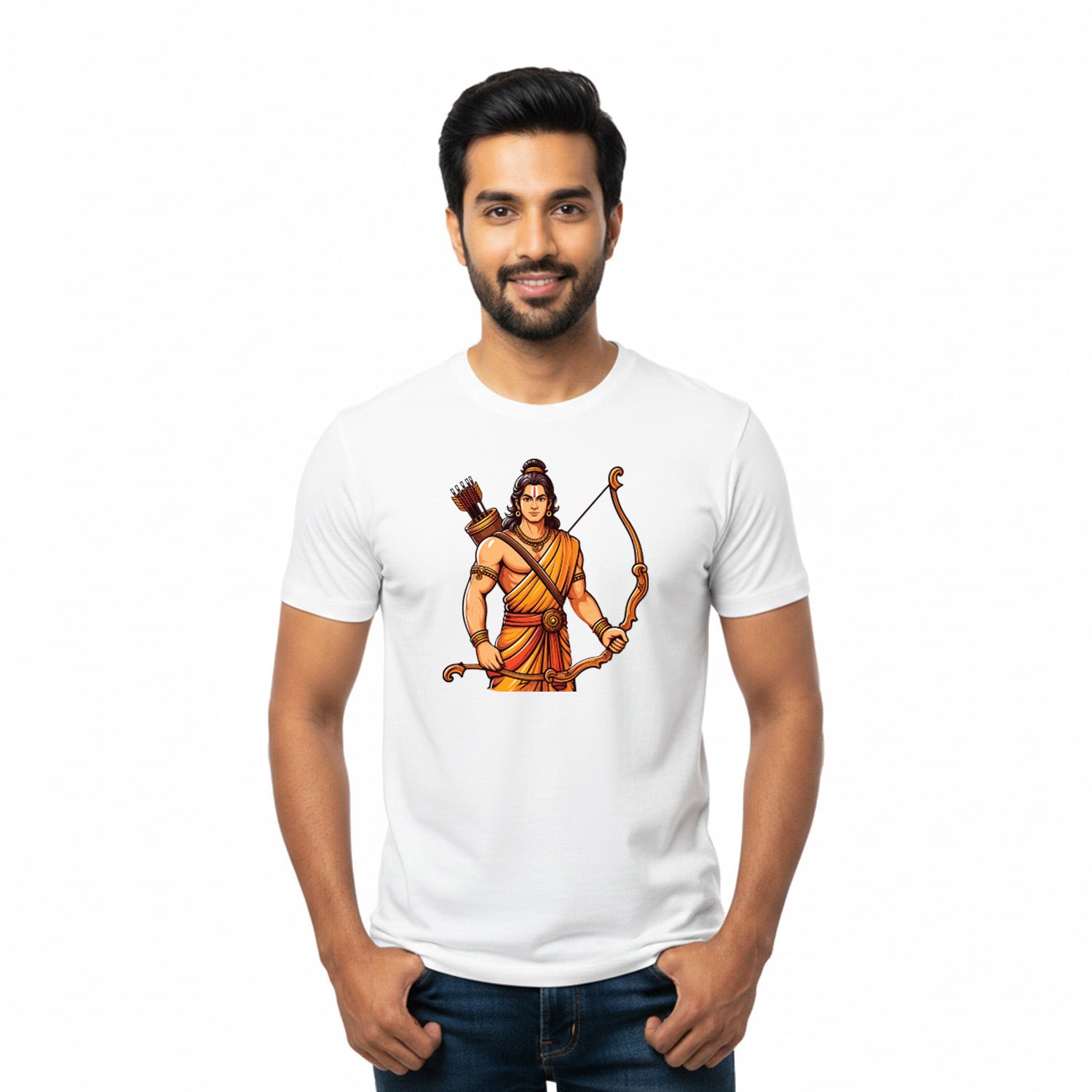 Men’s Graphic Print Round Neck T-Shirt- Jai Shree Ram (170 GSM single jersey)