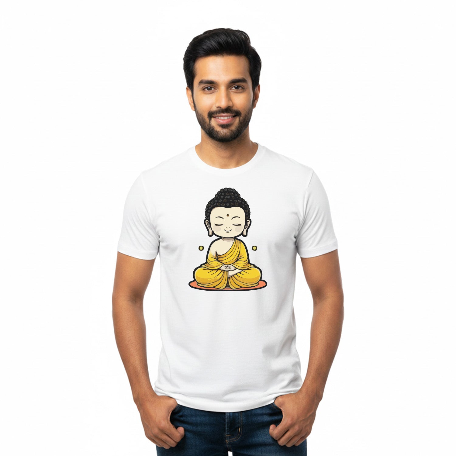 Men’s Graphic Print Round Neck T-Shirt- Buddha (170 GSM single jersey)