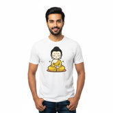 Men’s Graphic Print Round Neck T-Shirt- Buddha (170 GSM single jersey)