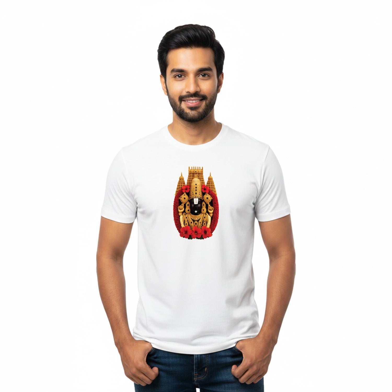 Men’s Graphic Print Round Neck T-Shirt-Tirupathi Balaji (170 GSM single jersey)