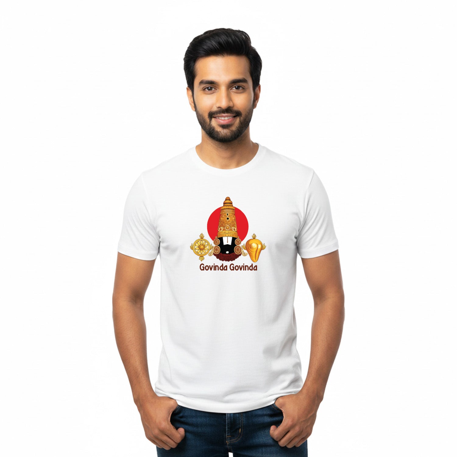 Men’s Graphic Print Round Neck T-Shirt-Tirupathi Balaji (170 GSM single jersey)