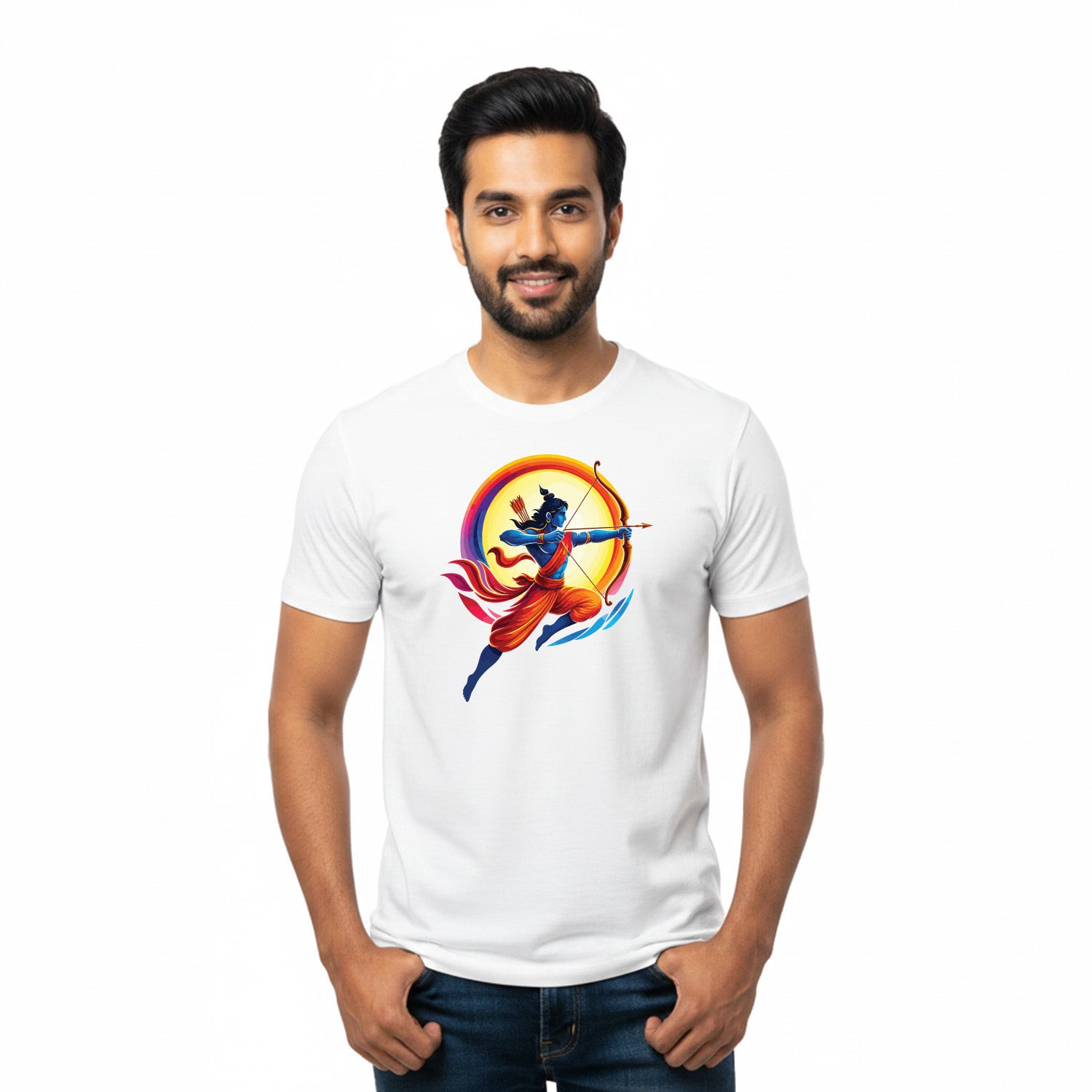 Men’s Graphic Print Round Neck T-Shirt- Jai Shree Ram (170 GSM single jersey)