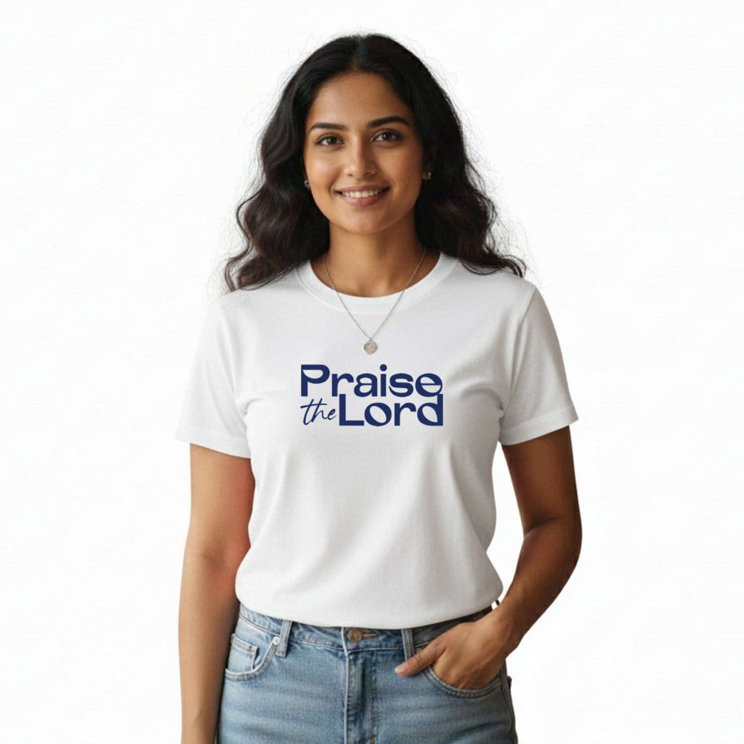 Women’s Graphic Print Round Neck T-Shirt-Jesus(170 GSM single jersey)