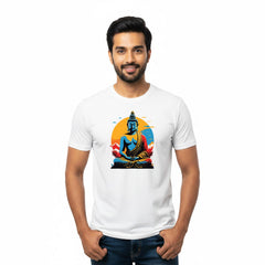 Men’s Graphic Print Round Neck T-Shirt- Buddha (170 GSM single jersey)