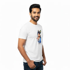 Men’s Graphic Print Round Neck T-Shirt- Krishna (170 GSM single jersey)