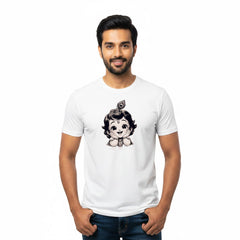 Men’s Graphic Print Round Neck T-Shirt- Krishna (170 GSM single jersey)