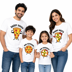 Pizza Family Matching Round Neck T-Shirt for Dad – Daddy Dough- (170 GSM) single jersey