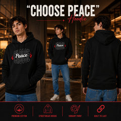 Men’s Graphic Print Hoodie - Choose Peace (320 GSM)