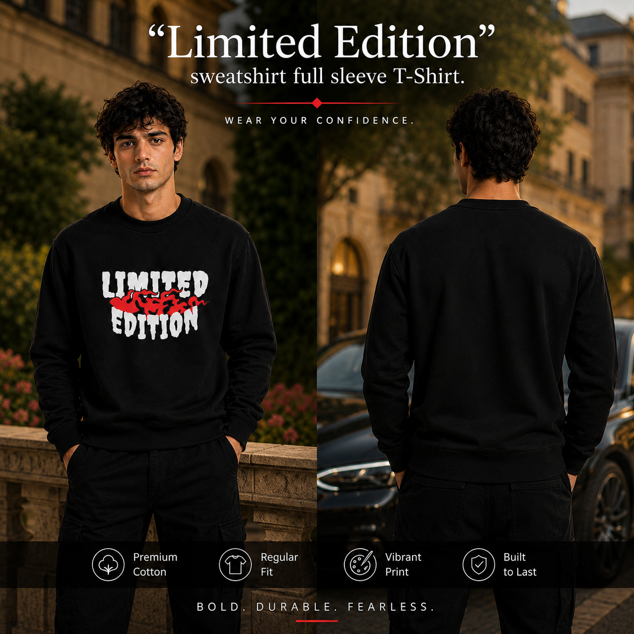 Men’s Graphic Print Round Neck Sweatshirt - 270 GSM