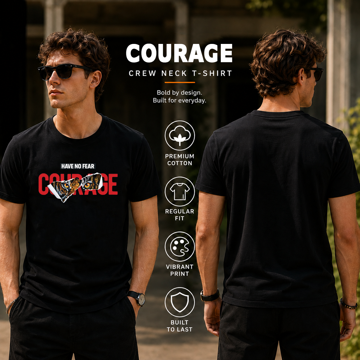 Men's Crew Neck t-shirt- Courage (170 GSM single jersey)