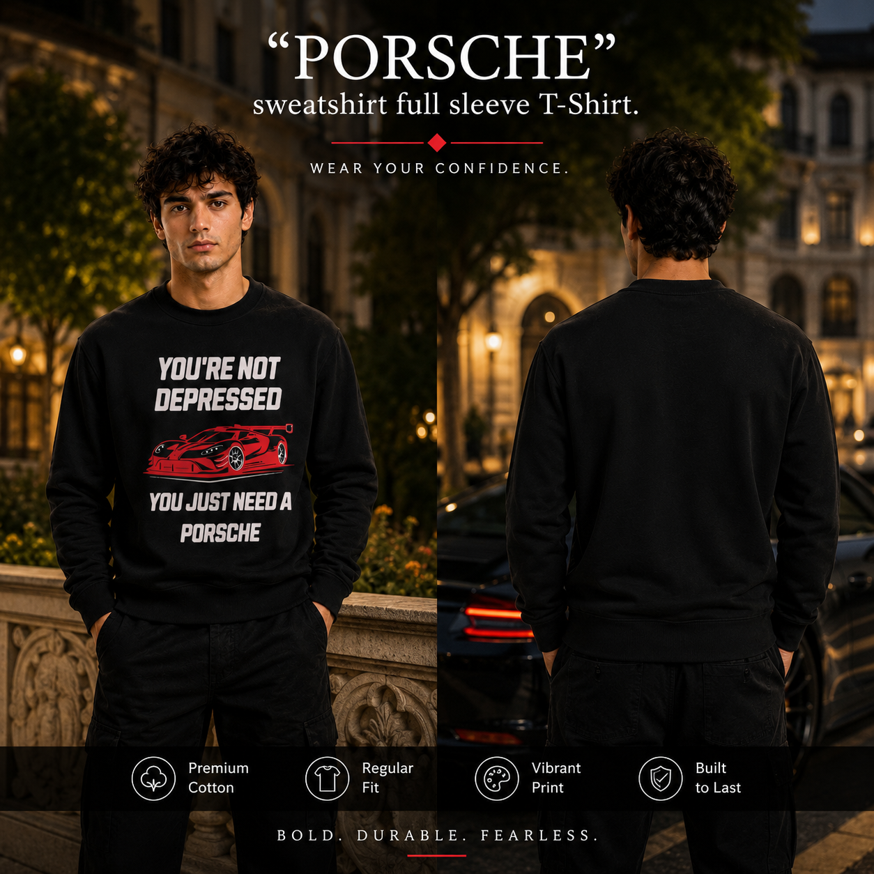 Men’s Graphic Print Round Neck Sweatshirt - 270 GSM
