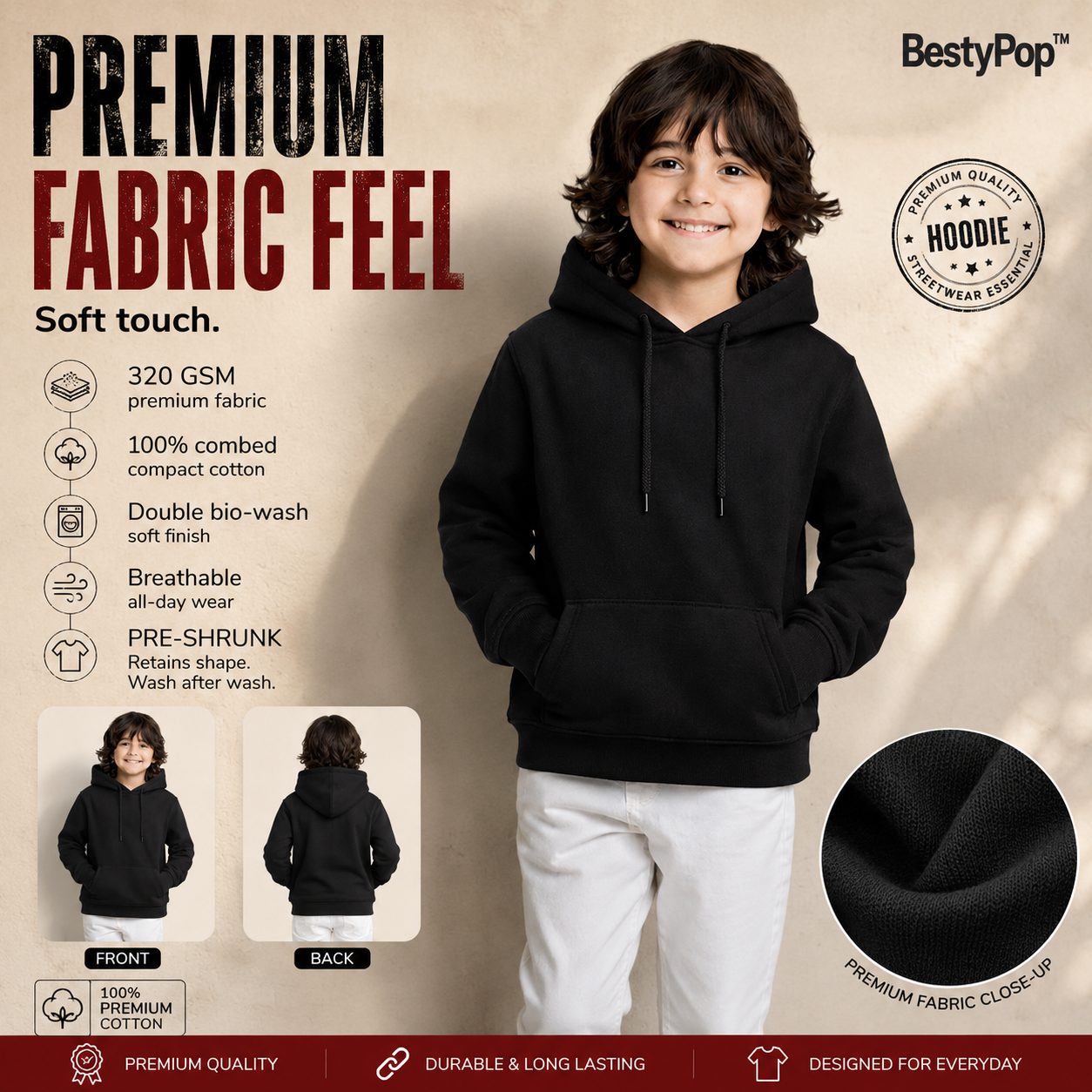 Boy’s Plain Hoodie
