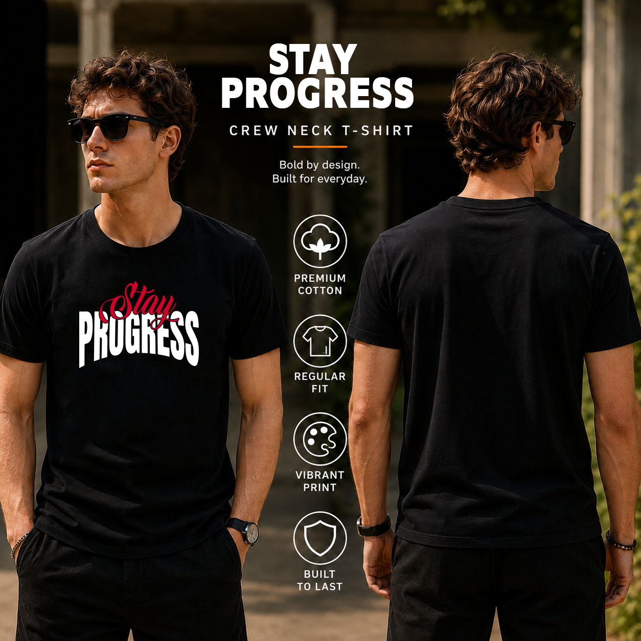 Men's Crew Neck t-shirt- Stay Process (170 GSM single jersey)