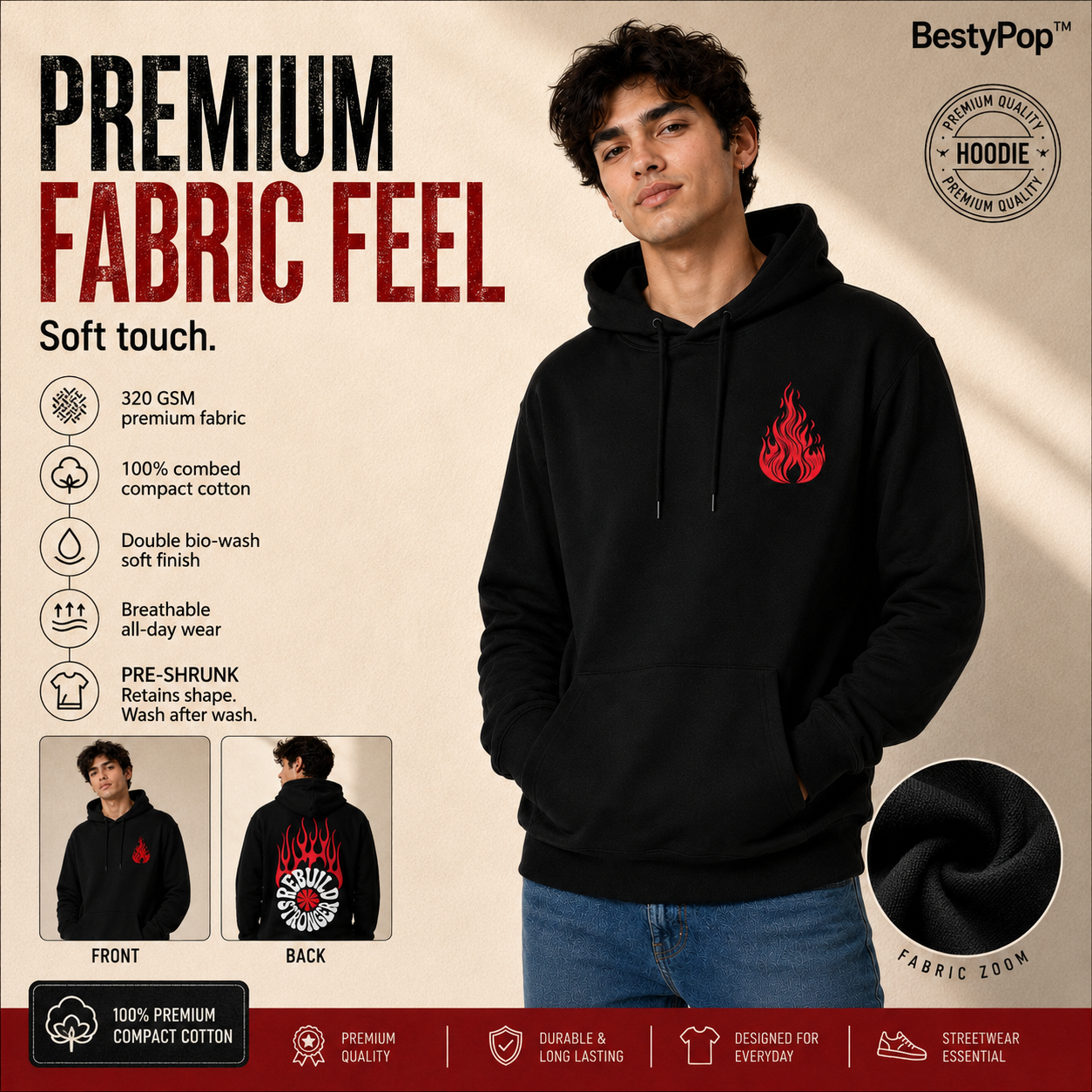 Men’s Hoodie - Rebuild Stronger (320 GSM)