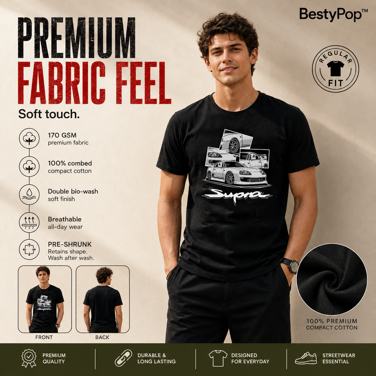 Men's Crew Neck t-shirt - Supra (170 GSM single jersey)