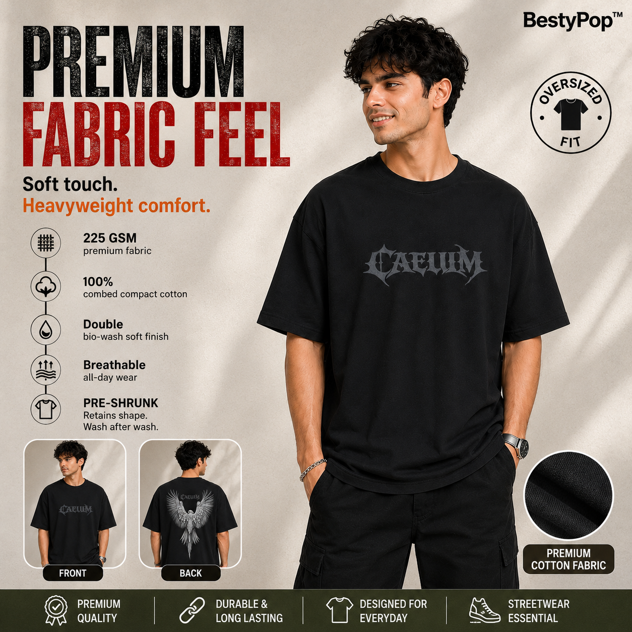 Men’s Oversized T-Shirt - Caelum (225 GSM heavyweight fabric)
