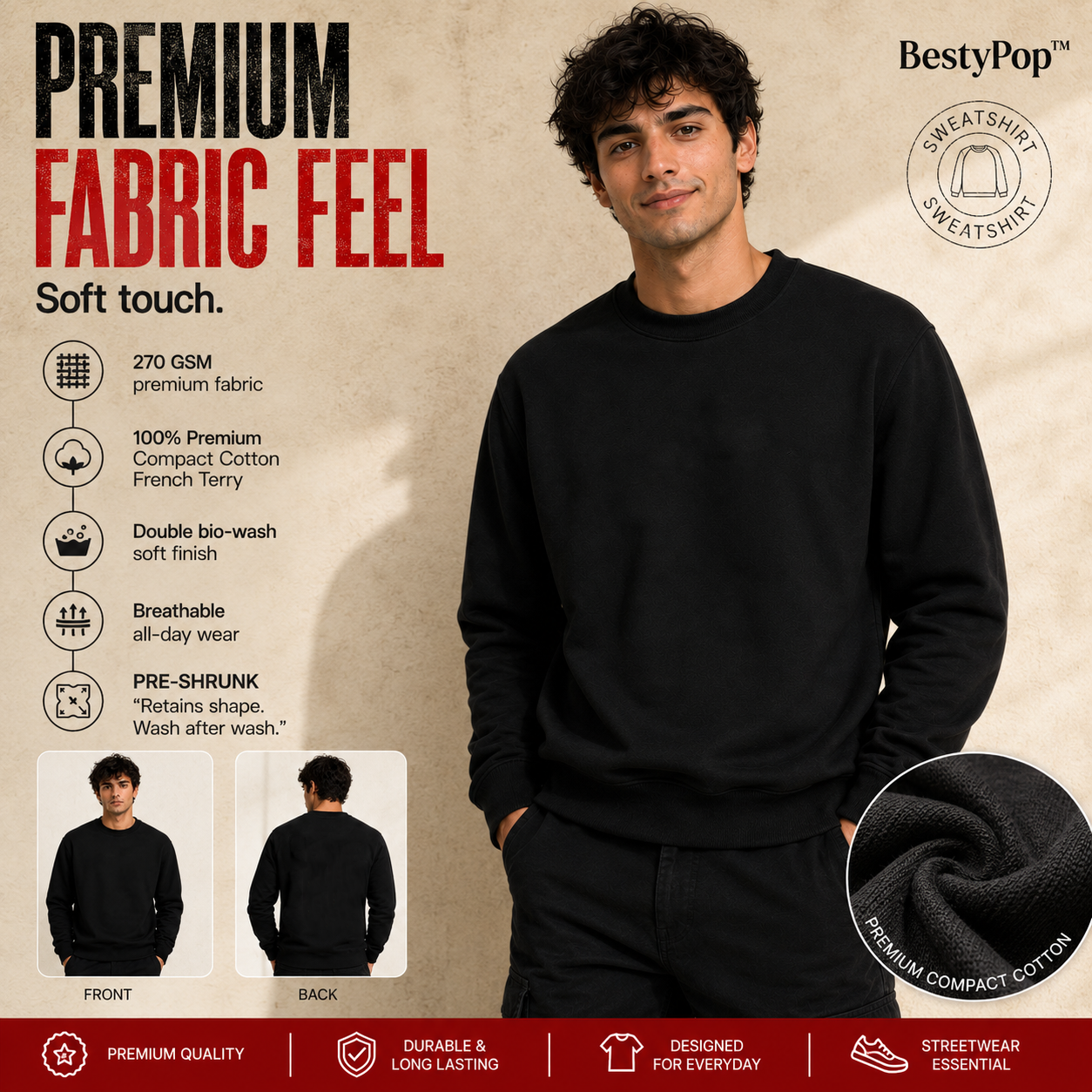 Men’s Plain Round Neck Sweatshirt