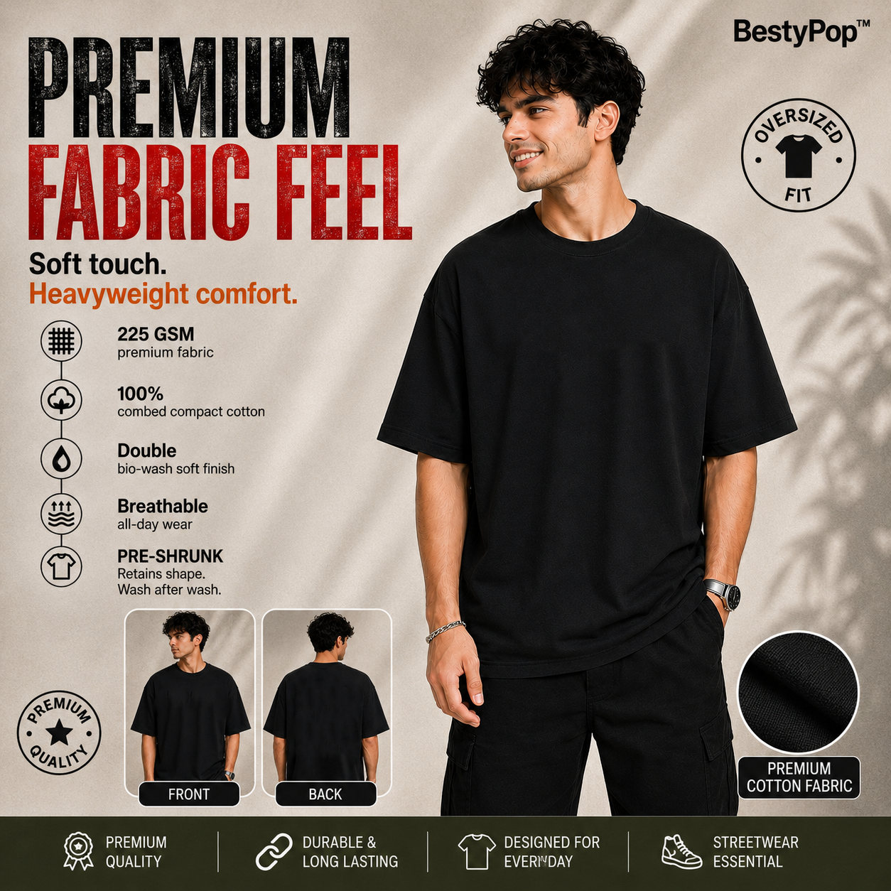 Men’s Oversized Plain T-Shirt