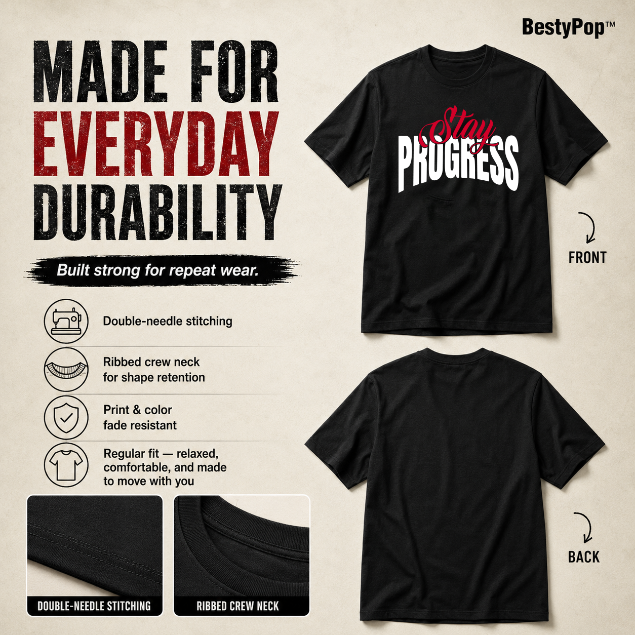 Men's Crew Neck t-shirt- Stay Process (170 GSM single jersey)
