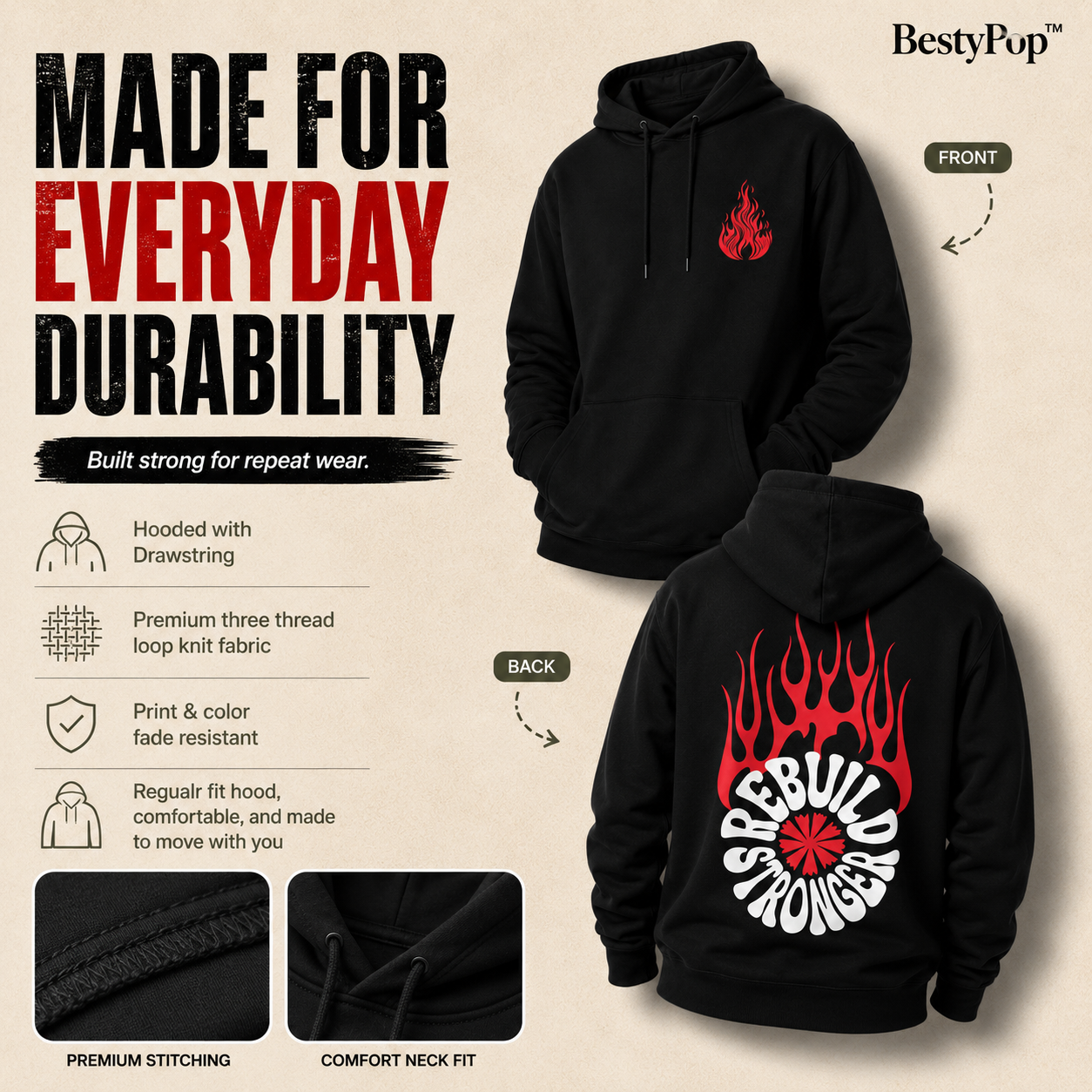 Men’s Hoodie - Rebuild Stronger (320 GSM)