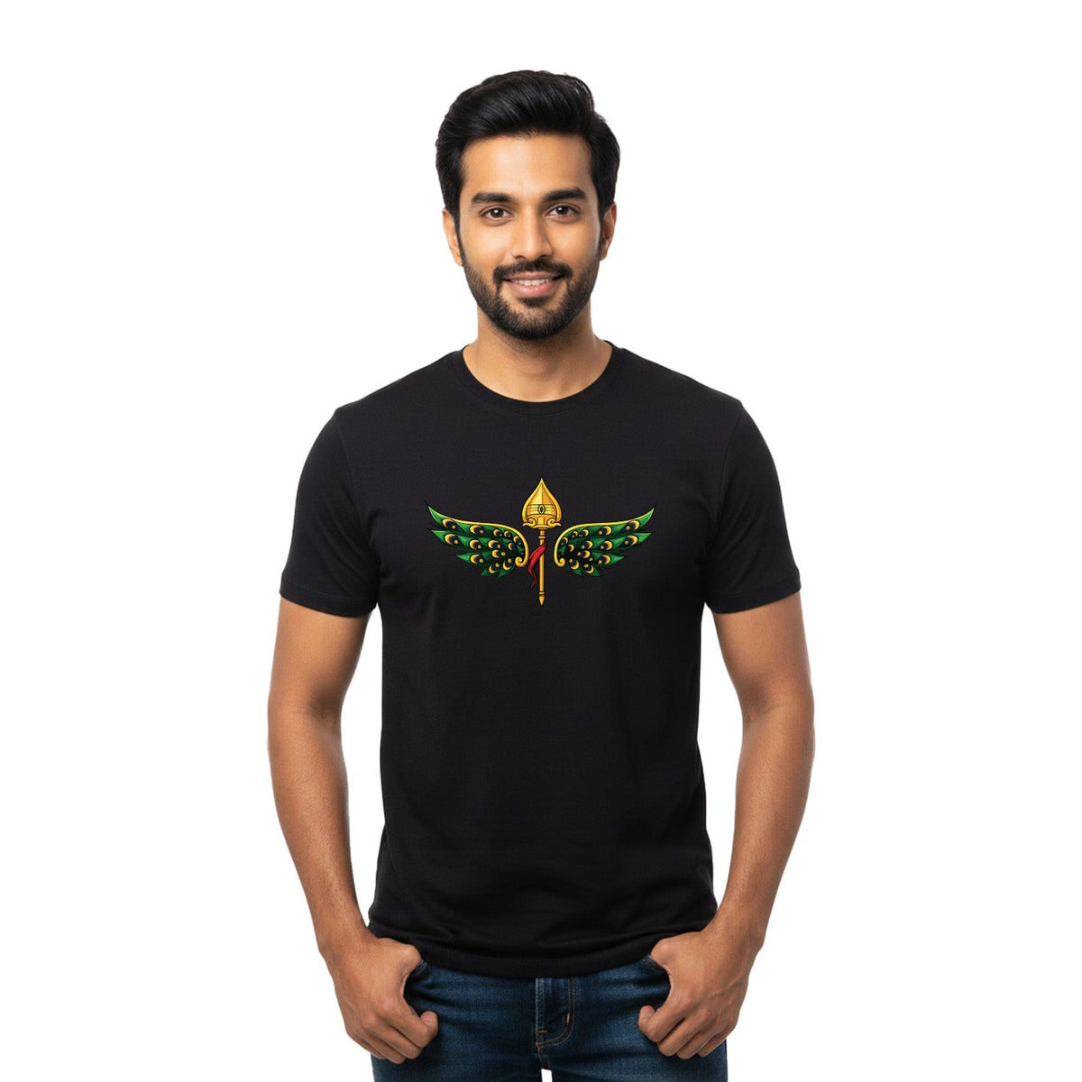 Men’s Graphic Print Round Neck T-Shirt- Murugan (170 GSM single jersey)