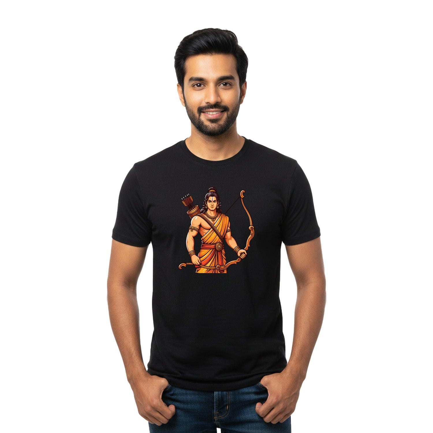 Men’s Graphic Print Round Neck T-Shirt- Jai Shree Ram (170 GSM single jersey)